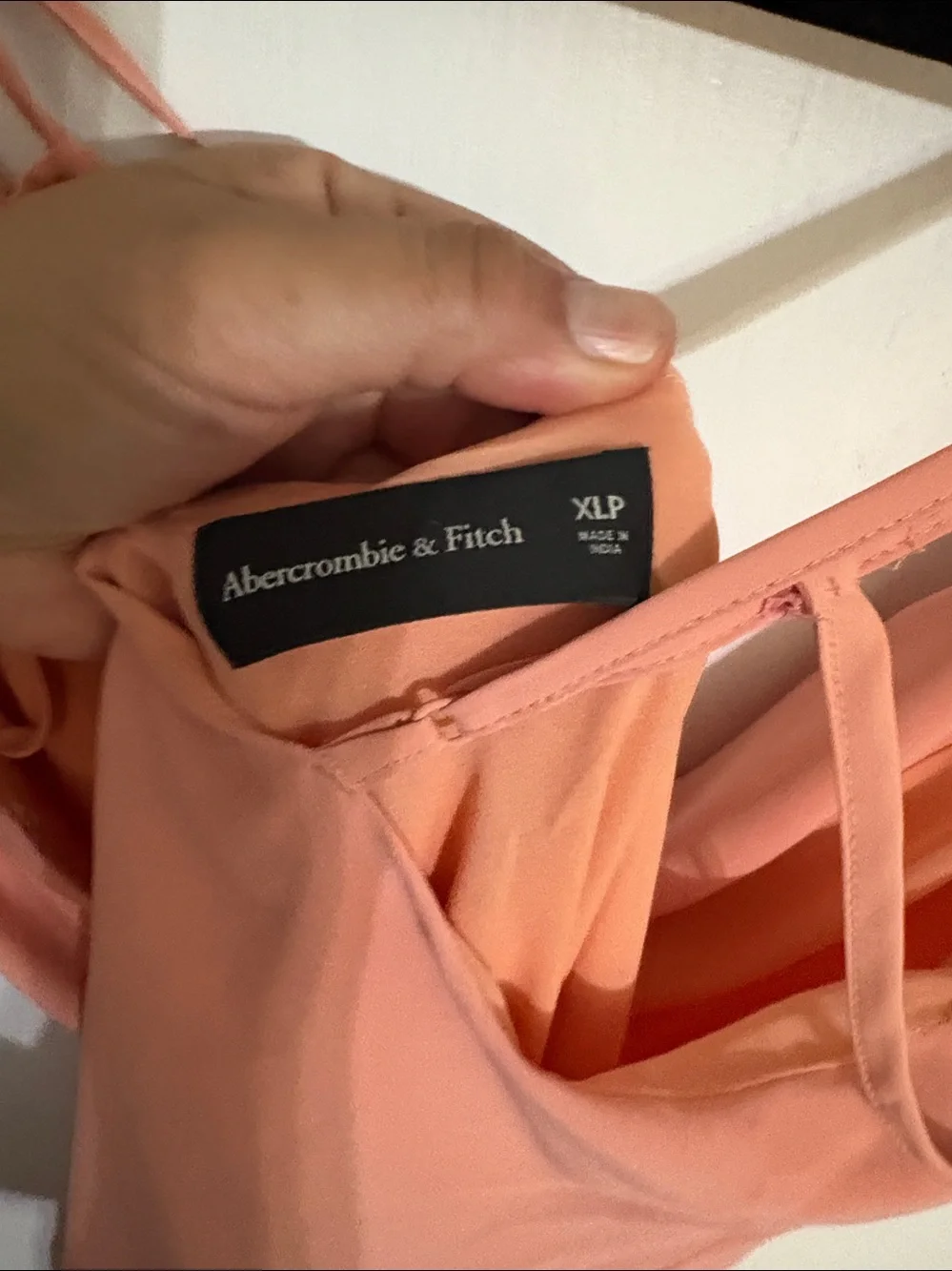 Abercrombie & Fitch Coral Slip Maxi Dress with Cowl Neck